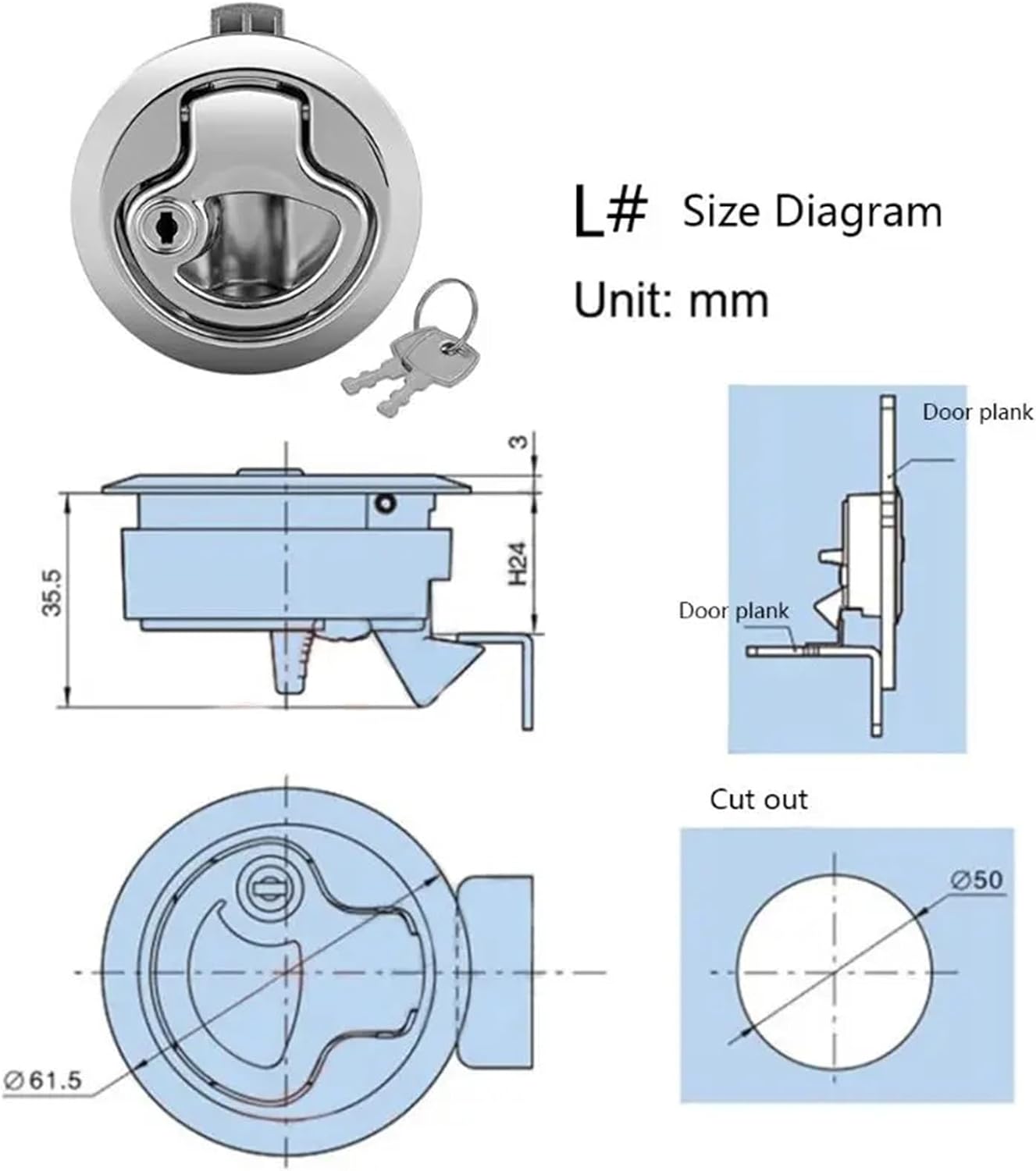 Multipurpose Pull Handle Cabinet Drawer Pull for Hatch for Latch Car RV Boat Har 1Pcs(S)