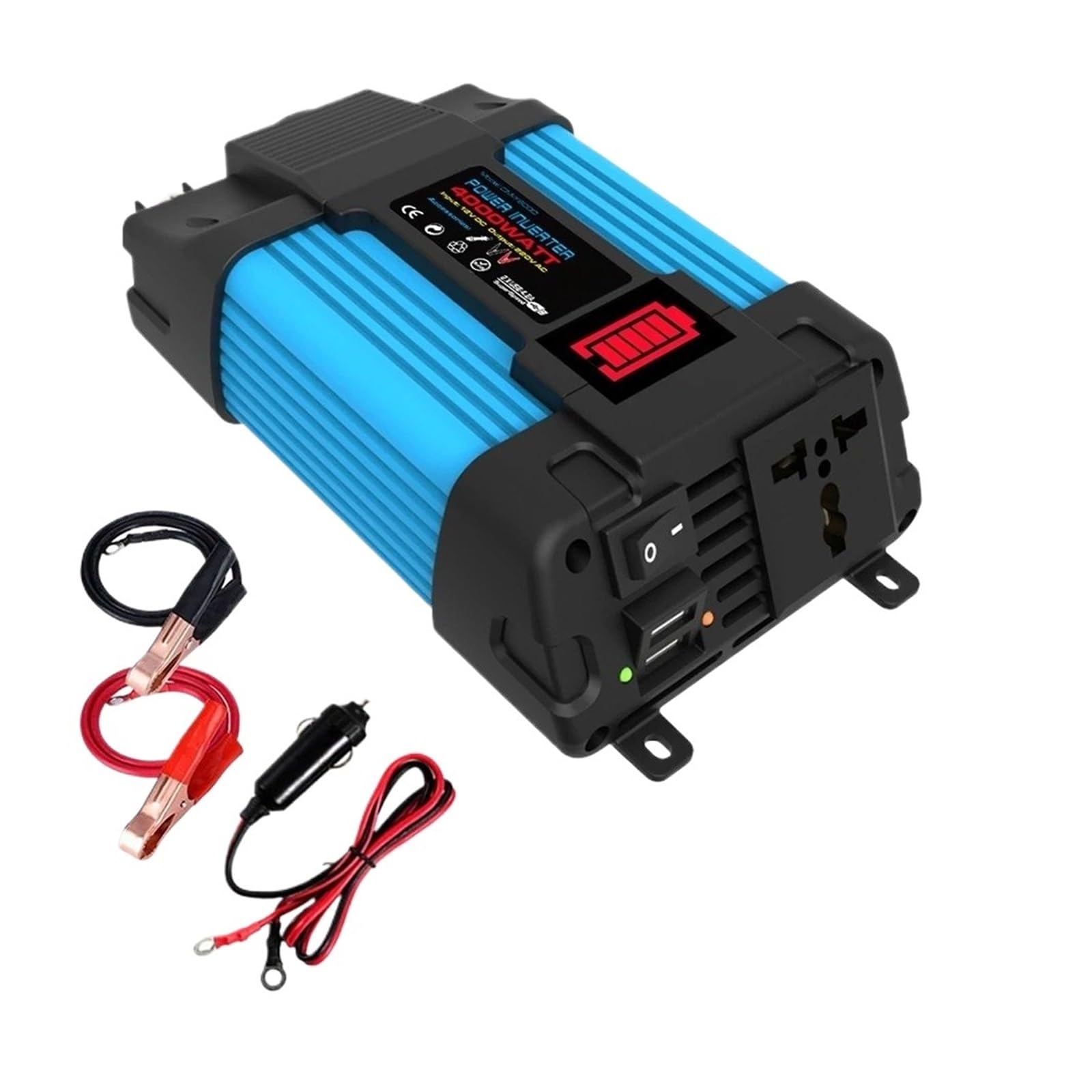 Transformateur Convertisseur Tension Voiture Peak 6000 W avec Affichage LED Transformateur Tension Capacité 12 V 220 V/110 V Double USB pour Appareils Automobiles Onduleur Convertisseur(220V,4000W)