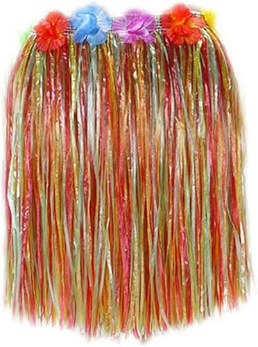 Miniatura 53 de Falda hawaiana de hierba Luau Hula con flores grandes para decoración de fiesta de baile