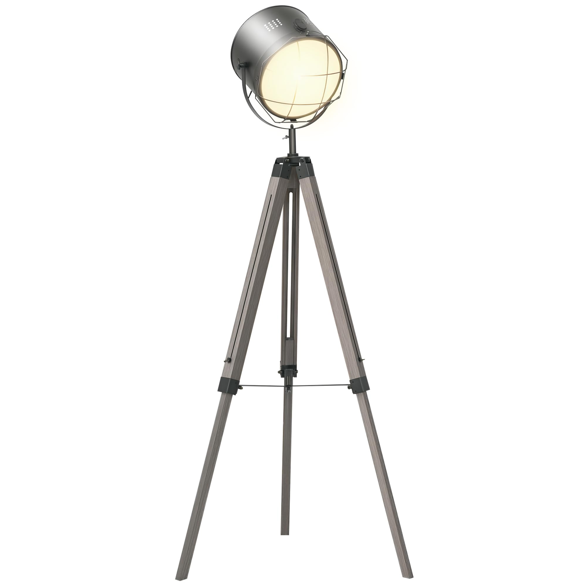Sponsored Ad – Floor Lamp with Adjustable Tripod for Living Room Bedroom, Vintage Spotlight Reading Lamp with Wood Legs, 115-155cm, Grey