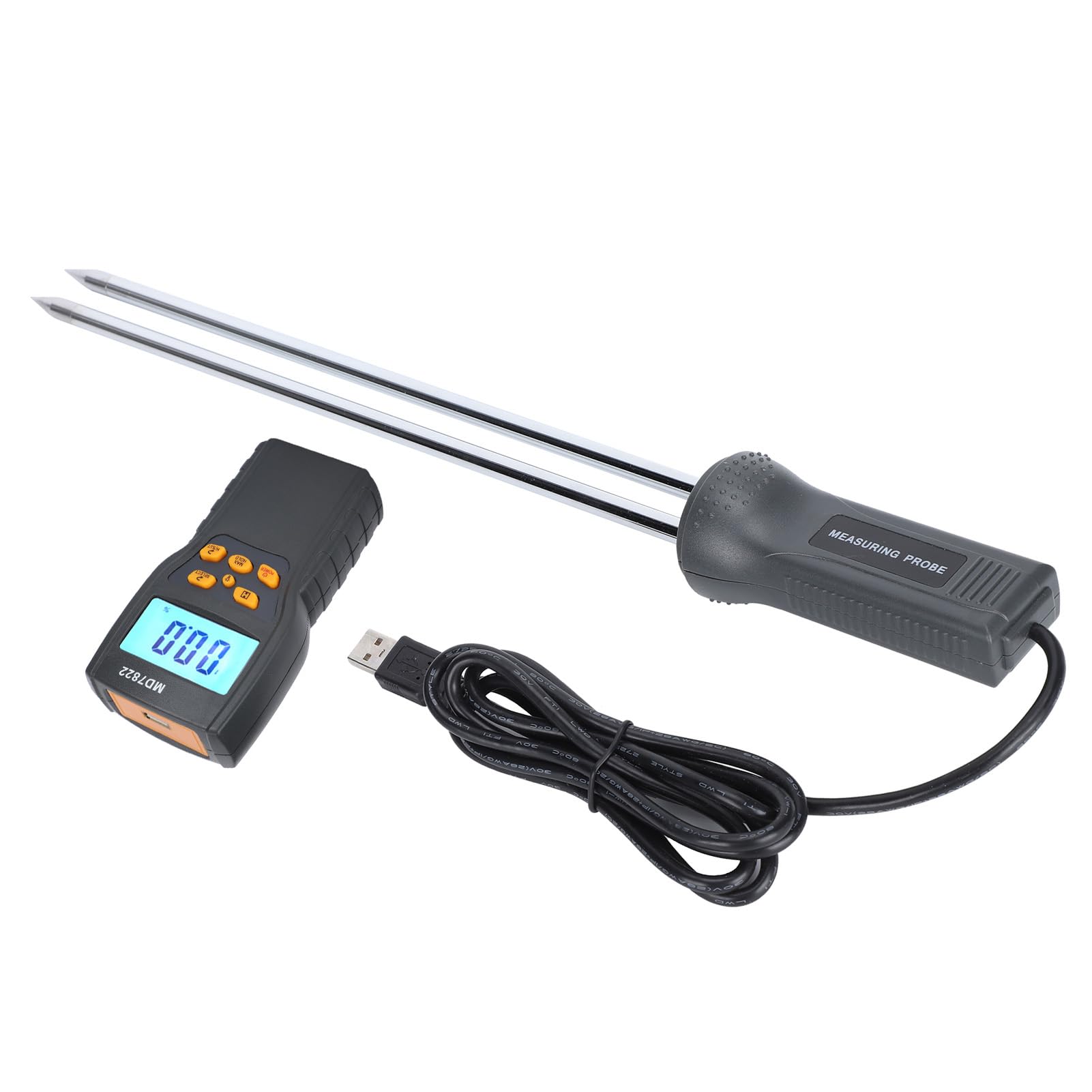 Hidyliu Feuchtigkeitsmesser, Digitaler Getreidetester mit Langer Sonde, Genaue Messung für Weizen, Reis, Mais, 14 X 7,1 X 3,3 Cm