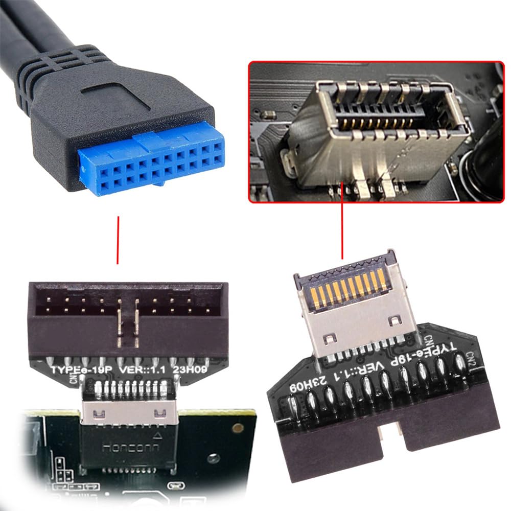 Adaptateur USB Type-E Vers En-tête USB 3.0 20 Broches - Avec Chipset CH334P - Pour Cartes Mères Bureau, Conversion 10 Gbit/s