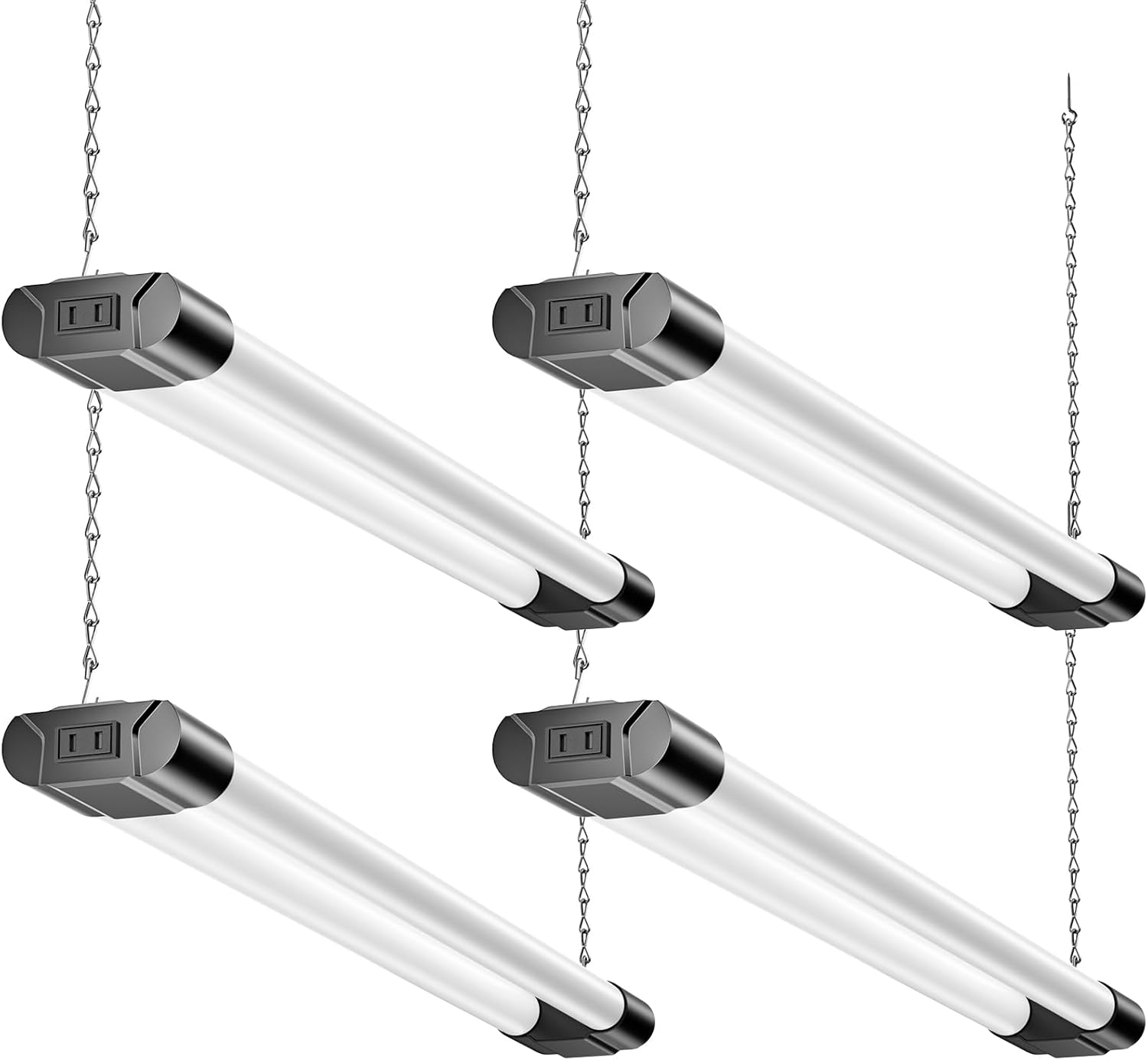 BBOUNDER 2FT LED Shop Light Fixture, Super Bright 2200LM, Cool Daylight White 6500K, Ceiling or Hanging Mount, Durable Garage Shop Lighting for Warehouse, Workbench, Basement, and Business Use, Black