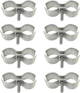 1-5/8" Chain Link Fence Panel Clamps, Galvanized Fence Dog Kennel Saddle Clamps, 8pcs for 42mm Pipe Panel Frames 1 5/8