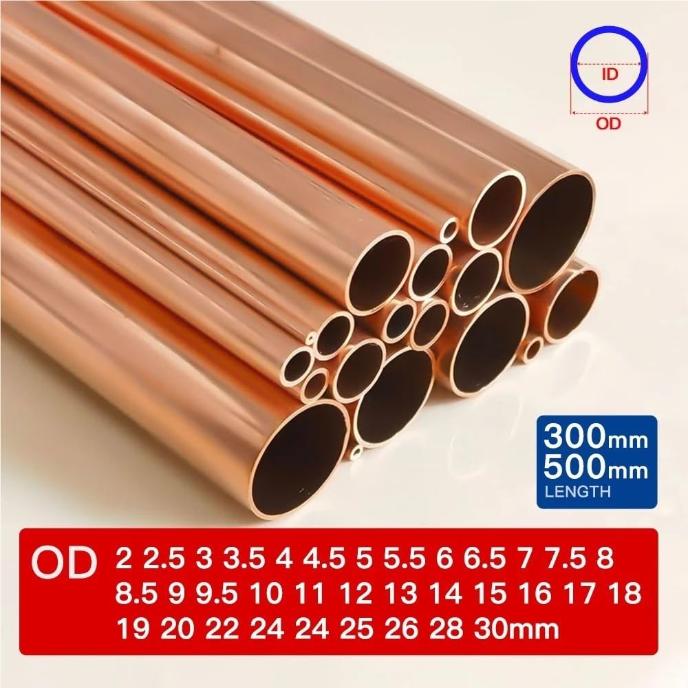 Tubo di rame rotondo for conduttività elettrica e termica, tubo di rame dritto, collegamento forte, 1 pezz0(300 * 16 * 14MM)