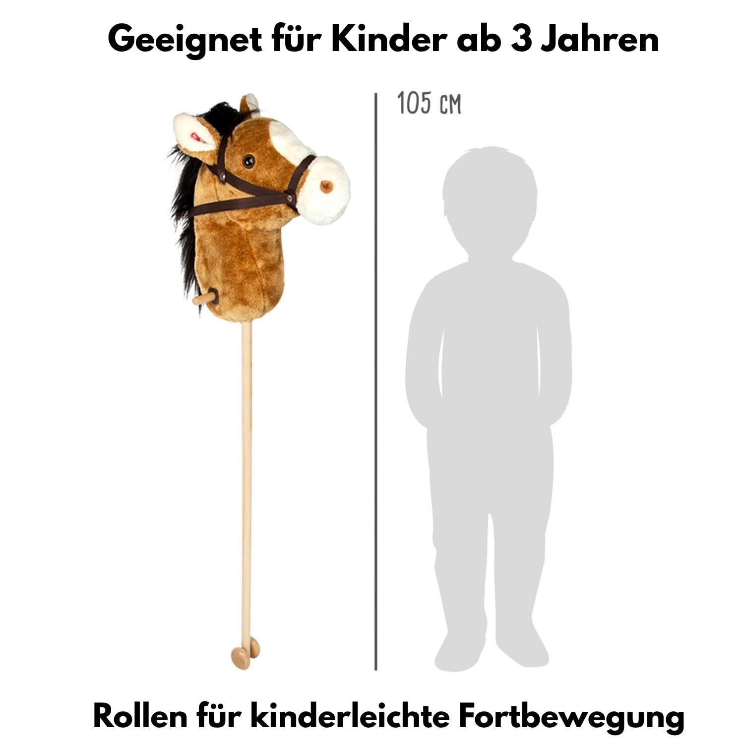 Small Foot Hobby Horsing Steckenpferd Nico mit Springhindernis - Braun | Steckenpferd & Springhindernis | verstellbare Sprunghöhe | Wieher- & Trappelgeräusche | Rollen am Stiel | Halfter & Zügel