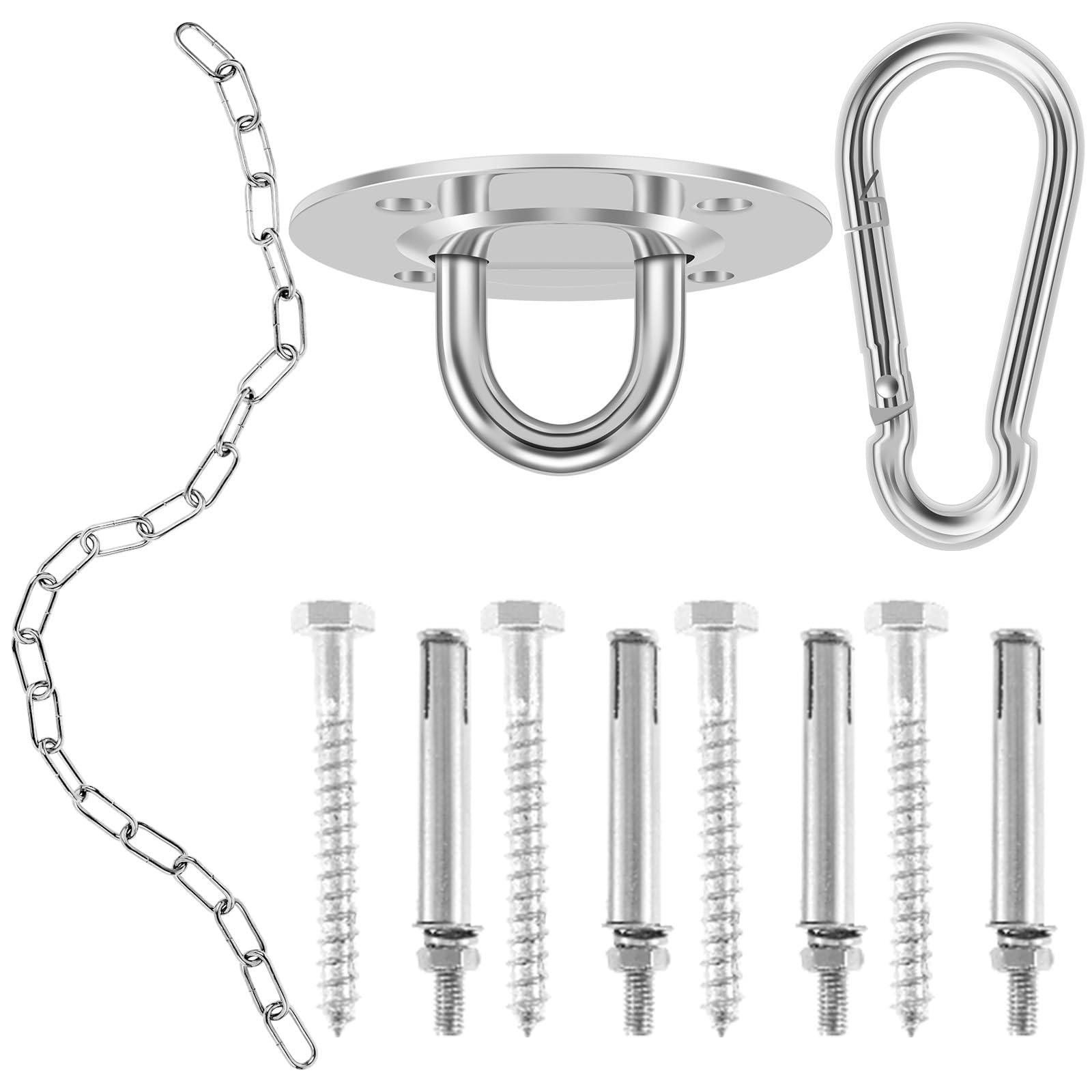 Hammock Hanging Kit Stainless Steel Heavy Duty Swing Hanger Attachment Set, Hammock Chair Hanging Kit Hanging Chair Hardware for Wall Ceiling Swing Mount