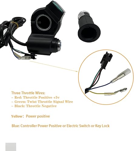 Miniatura 10 de RUIITEN 1 par de agarre del acelerador EBike, manillar universal eléctrico para bicicleta, scooter giratorio con pantalla de voltaje de batería LCD,