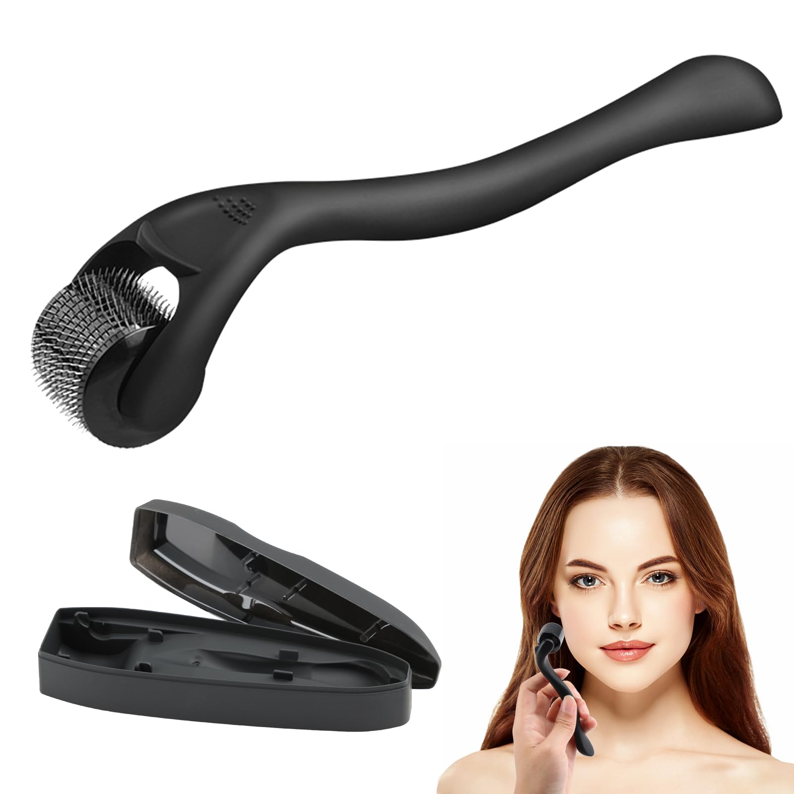 Dermaroller Microagujas, 540 Titanio Agujas Derma Roller 0.5 mm, Beauty Rodillos para Cabello Barba y Tratamiento Facial, Masajeador Mincroneedling para Anti-Edad, Eliminación de Cicatrices Acne