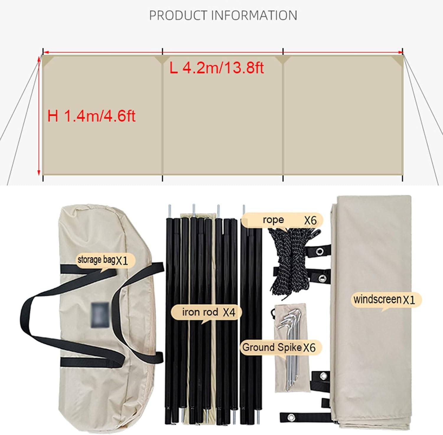 SHYP Camping Windbreaks Stove Windscreen Waterproof Oxford Cloth, Camping Beach Windshield Shelter, Backpack Portable Sunshade Screen, Outdoor Caravan Privacy Fence, for Garden Grills BBQ Picnic