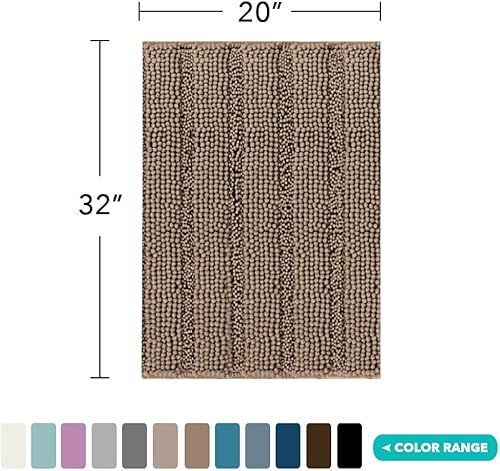 Miniatura 5 de Turquoize Tapetes de baño de felpilla lanudos, para dormitorio, 1 pieza, antideslizante, súper absorbente, lavable, 20 x 32 pulgadas, color marrón
