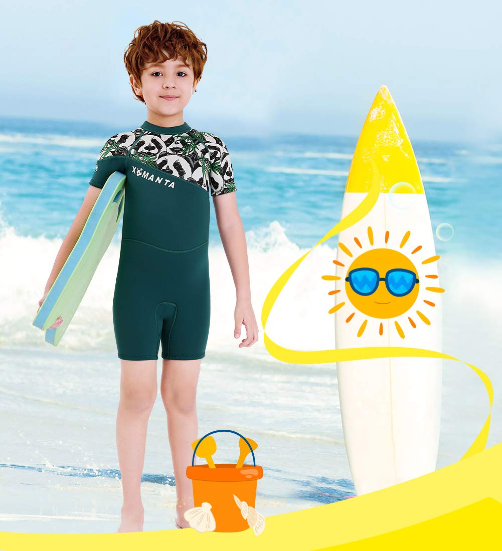 Happy Cherry - 2.5mm Traje de Neopreno Completo Anti-UV Verano Wetsuit Corto Bañador de Buceo Actividades Acuáticos Infantil Elástica - ES 8-9 Años