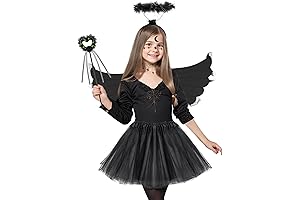 Adorable Fallen Angel Costume for Girls: A Beatific Halo and Winged Wonder!