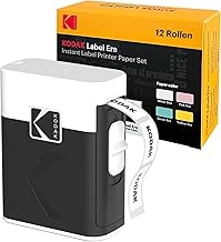 Kodak Label ERA M50 Label Printing Machine, White (Lable Printer with 1 Roll Sticker Labels + 12 Roll Set, White 9 Rolls, Pink/Green/Yellow 1 Roll Each)