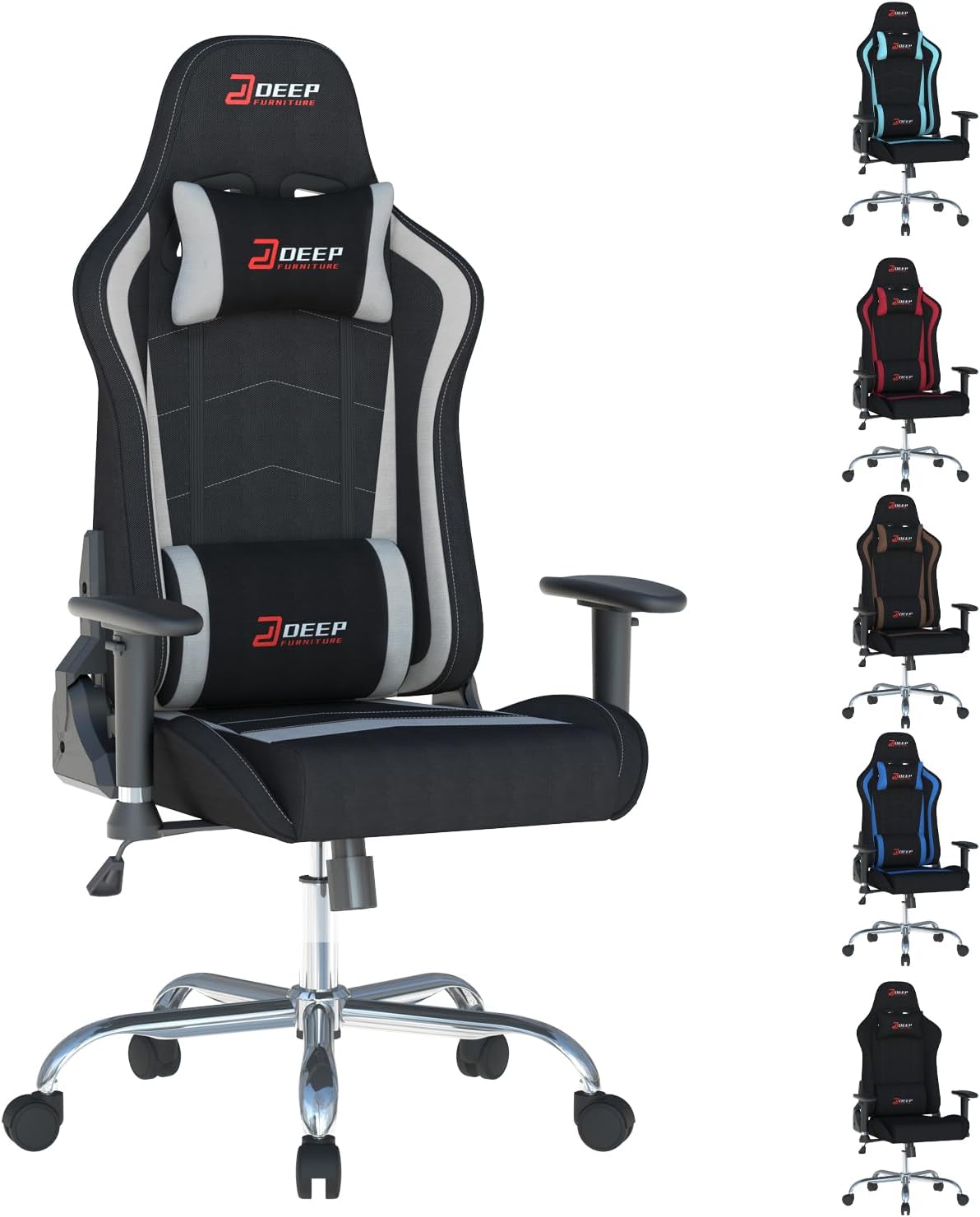 DEEPfurniture Fabric Gaming Chair, Skin-Friendly and Breathable, Manufactured by A Reputable Manufacturer, Safe and Stable, Specially Designed for Gaming.(1005-gray)