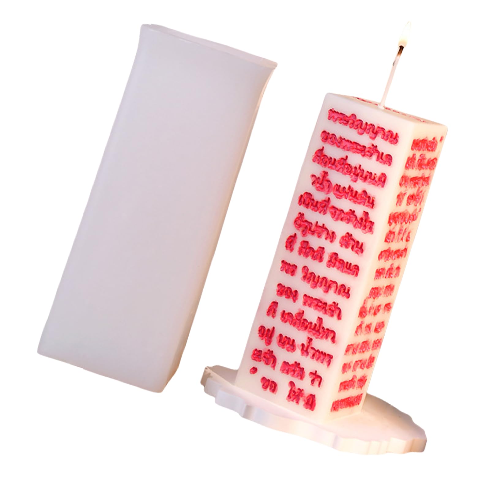 Tsophreniq Cuboid Silicone Molds with Handwriting Scripture Pattern for Epoxy Resin Making Soap Home Decoration Making
