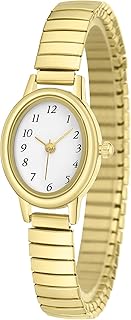 IBSO Easy Read Ladies Quartz Wrist Watch, Small Analog Gold Watch for Women with Oval Case, Water Resistant