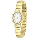 IBSO Easy Read Ladies Quartz Wrist Watch, Small Analog Gold Watch for Women with Oval Case, Water Resistant