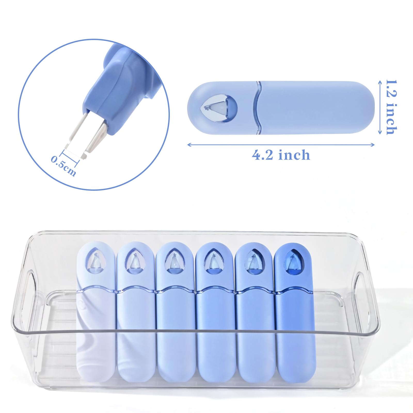 Temiary 12 Stück süßes weißes Korrekturband, einfach zu bedienende Whiteout-Korrekturstifte, 0,5 x 599,4 cm, glattes Schreiben und ästhetisches Büro- und Schulbedarf (blau)