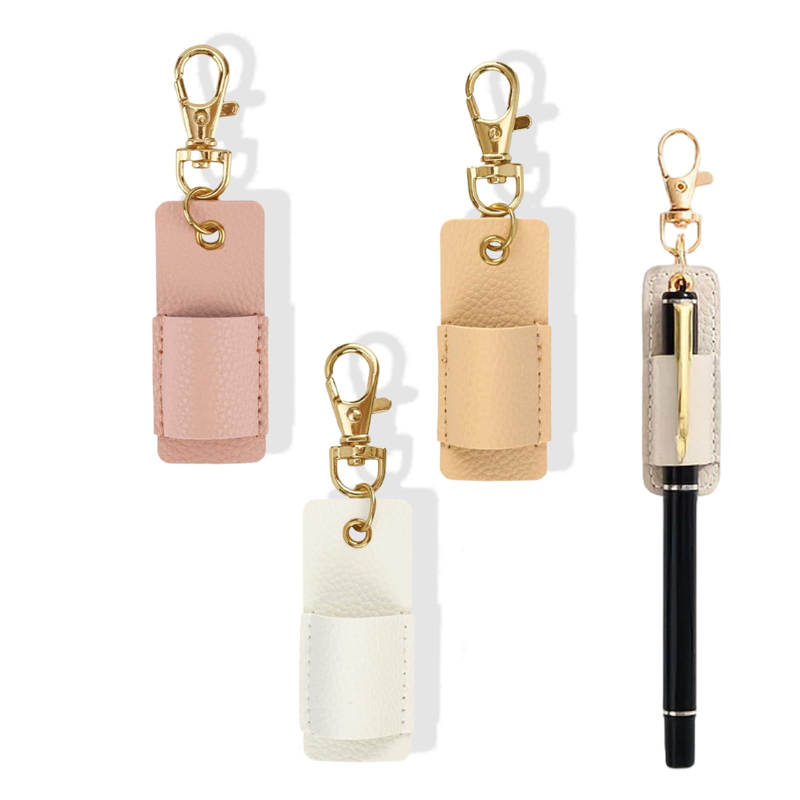 TARGONIX 3 Pack Lanyard Pen Holder PU Leather Pen Clip Anti Lost Pen Holder for Lanyard and Notebook Portable Pen Sleeve for Teachers Nurses and Office Staff