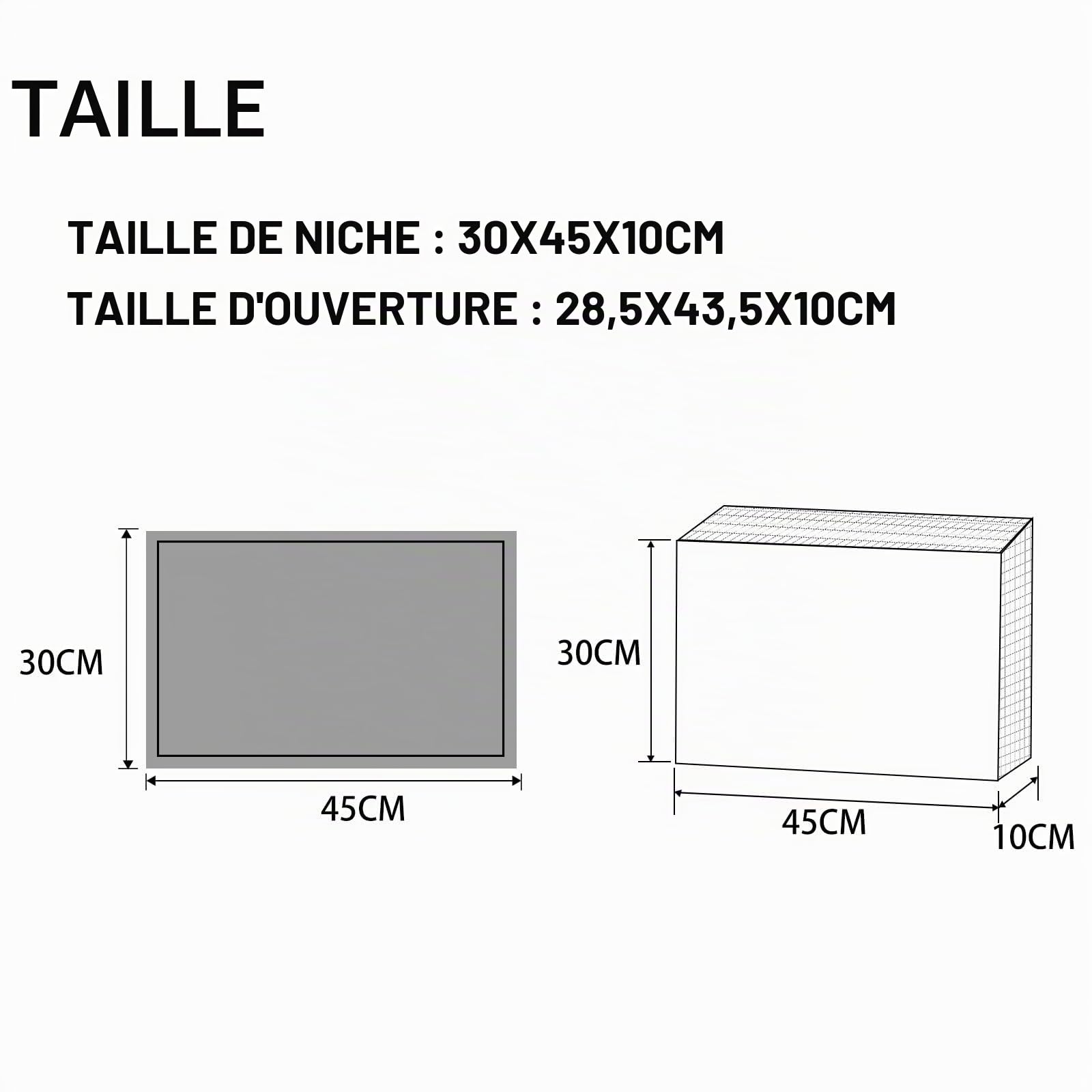 Douche murale, douche niche murale en acier inoxydable, étagère murale de rangement, niche de douche 30 x 45 x 10 cm, dorée