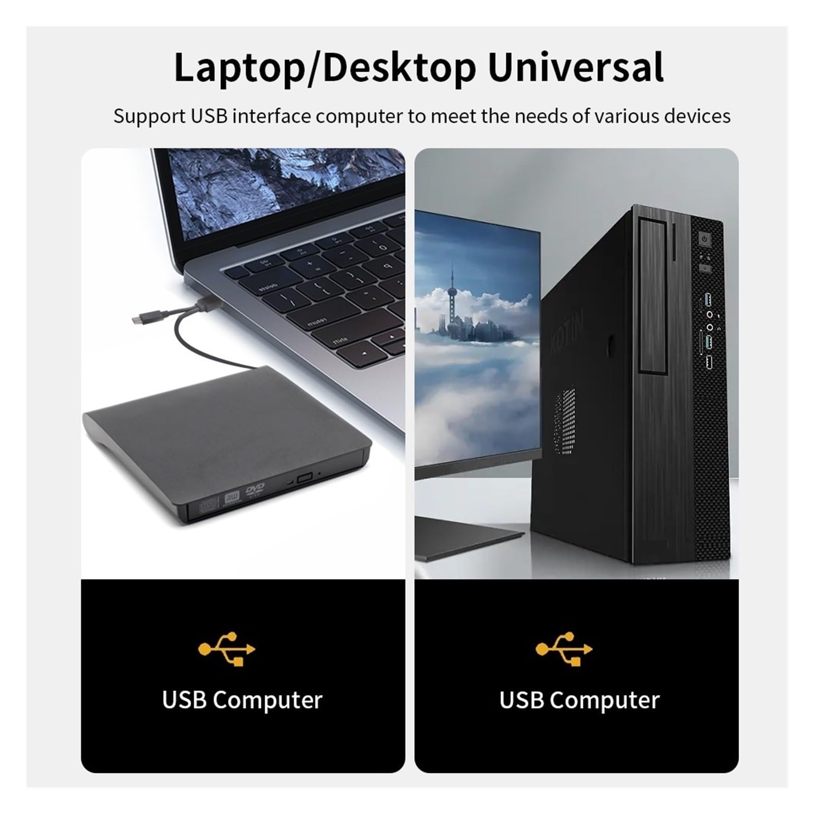 Zewnętrzny Napęd Nagrywarki DVD RW CD Z USB 3.0 Typu C, Kompatybilny Odtwarzaczem Optycznym OszczęDność Miejsca