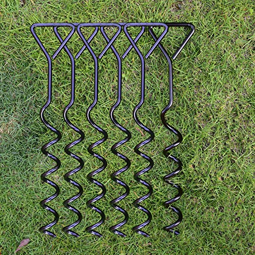 OK5STAR 6 Pack Trampoline Stakes 16in Black Spiral Trampoline Anchors Heavy Duty Trampoline Anchor Kit Trampolines Swing Sets Accessories