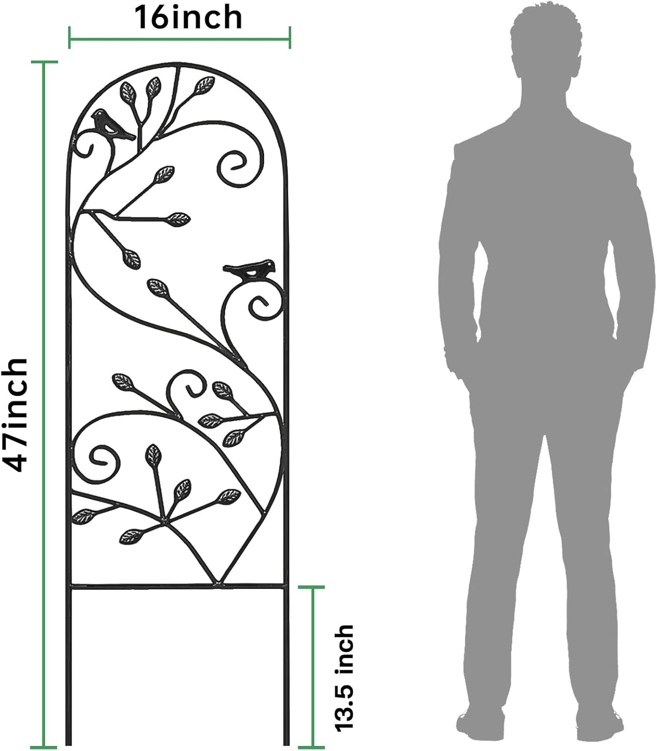 Amagabeli 4 Pack 47x16in Rustic Iron Arch Decoration Garden Trellis with Black Metal Coating for Supporting Climbing Plants Outdoor, Roses, Vines, Flowers, Vegetables, Cucumbers, Clematis