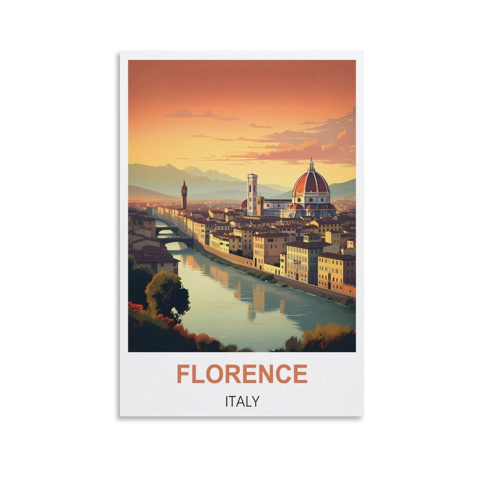 Retro Vintage Wall tin Plaque,Florence Italys,Art Plaque Poster Wall Decor for Home Tool Room Bar Club Restaurant Cafe 15x30cm