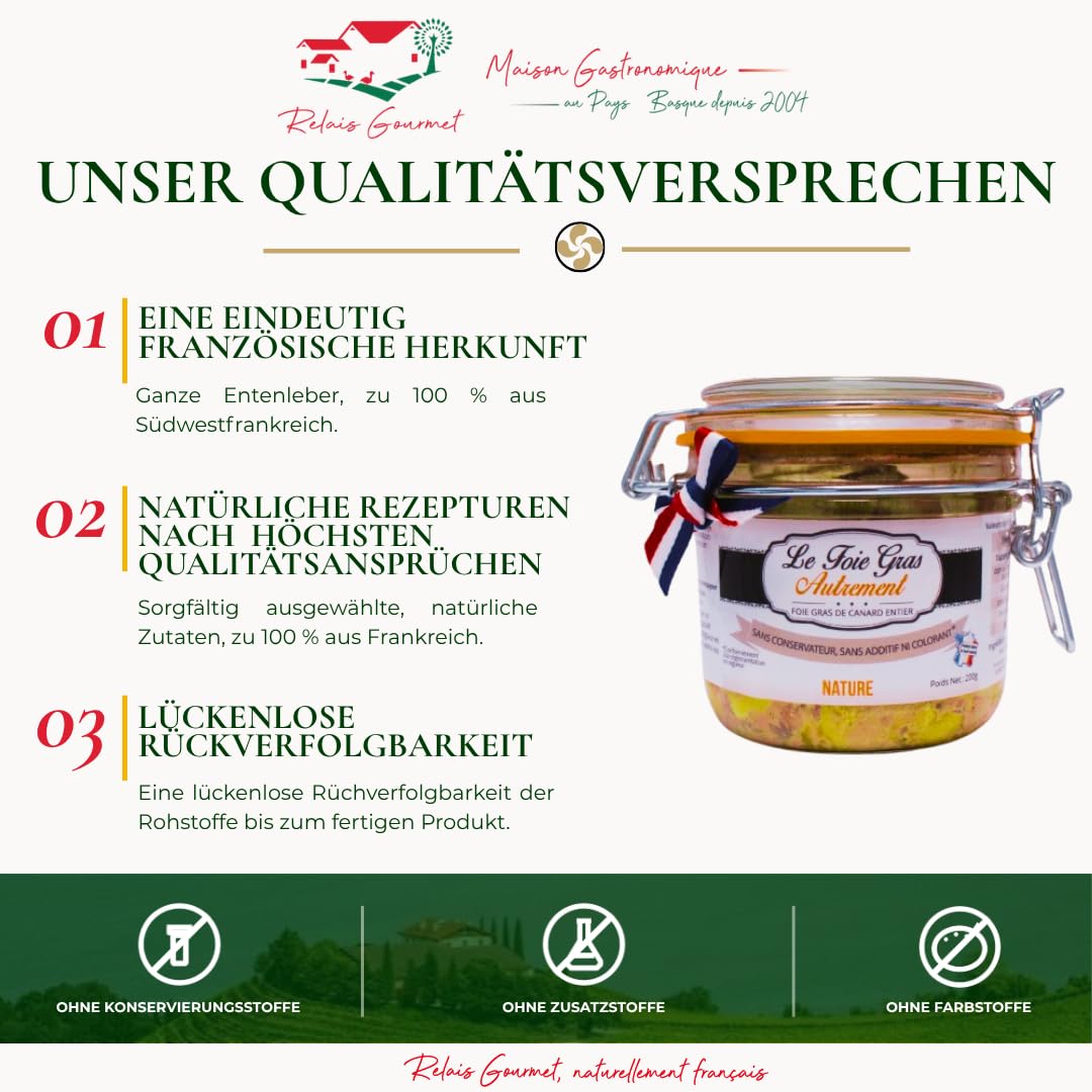 Foie Gras vom ganzen Entenleber mit milden Zwiebeln 200 g – Relais Gourmet | Feine süßliche Zwiebelnote | Ohne Konservierungsstoffe, Zusatzstoffe oder Farbstoffe | Ausdruck des französischen Terroirs