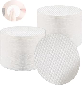 Cleaning Pads, 100 Sheets, Diameter 2.4 inches 6 cm, Round, Textured Embossing, For Lotion, Makeup Removal, Thin Cotton, Refillable, Gentle to the Touch, Cleansing Pads Pack of 100