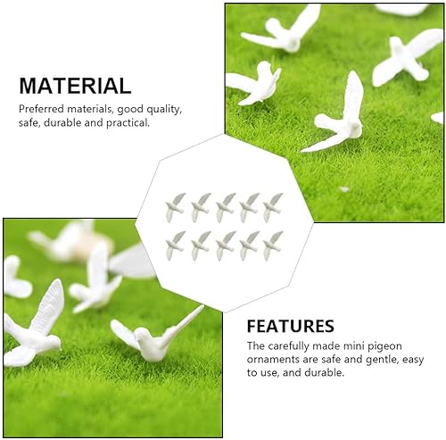 Miniatura 8 de 10 piezas de mini figura de paloma para casa de muñecas, estatua en miniatura de animales, escultura de paloma blanca artificial, decoración de