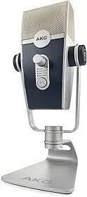 AKG Pro Audio Lyra Ultra-HD, quatro cápsulas, modo multicaptura, microfone condensador USB-C para gravação e streaming, Prata, 3 feet, C44-USB