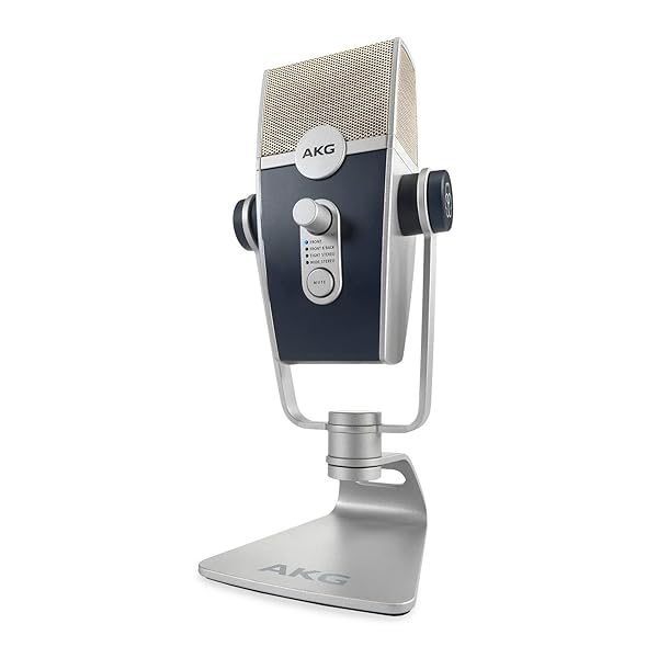 AKG Pro Audio Lyra Ultra-HD USB C Microphone for Recording, Streaming, Gaming, Podcasting, ASMR on PC and Mac, Condenser Mic for Laptop or Computer, Adjustable Stand, Plug and Play  Blue and Silver