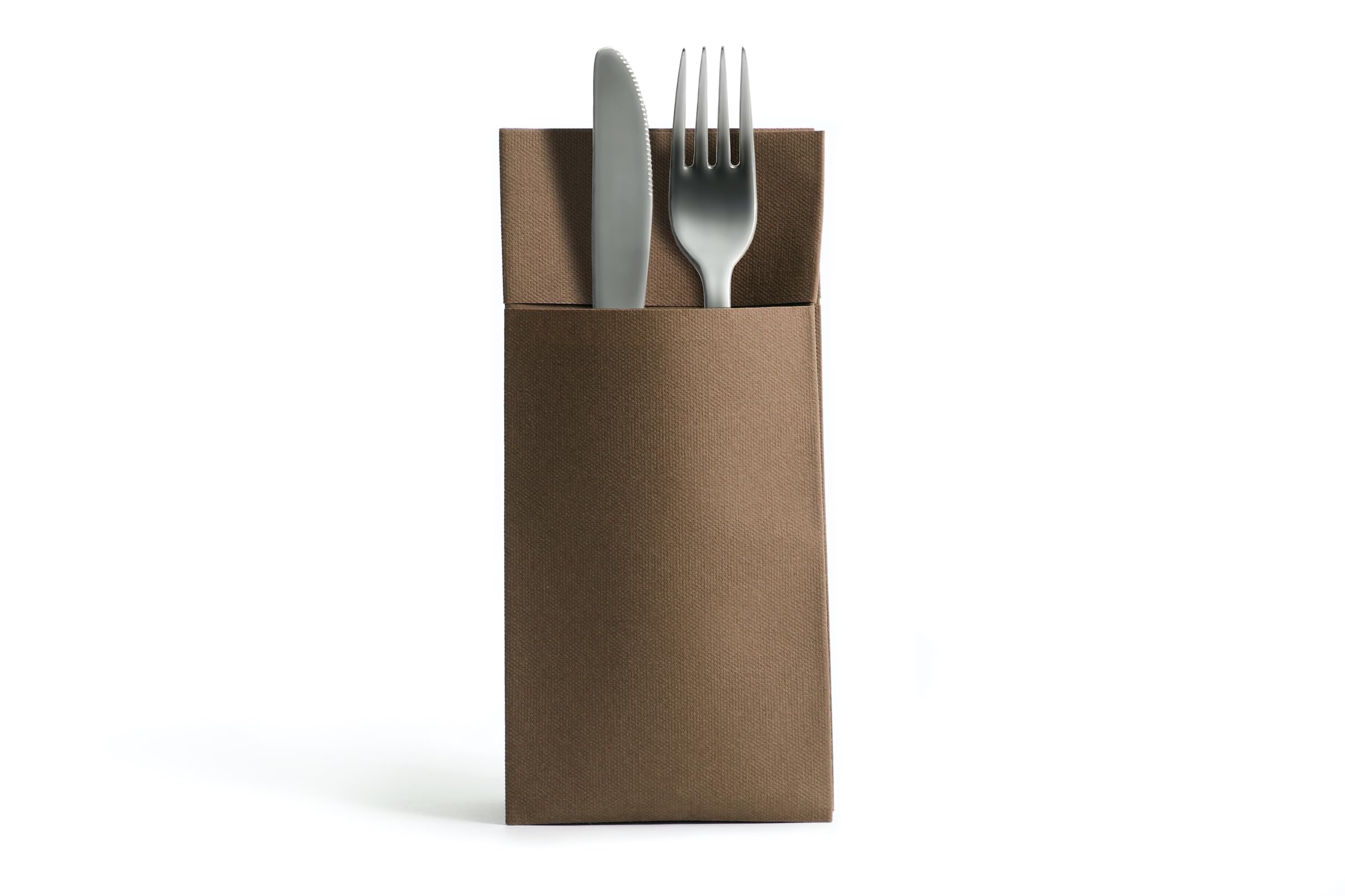 AROBA 1000 x Airlaid serwetki na sztućce (brązowe, 39 x 40 cm) – wysokiej jakości torby na serwetki – gotowe złożone kieszenie na sztućce – serwetki Airlaid przypominające tkaninę