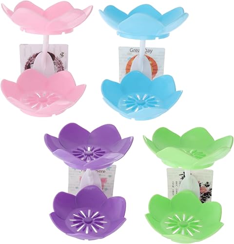 SWOOMEY 4 piezas de jabón de flores Jabonera de flores Soporte de jabón de baño Bandeja de jabón de pared Soporte de jabón de drenaje Soporte de