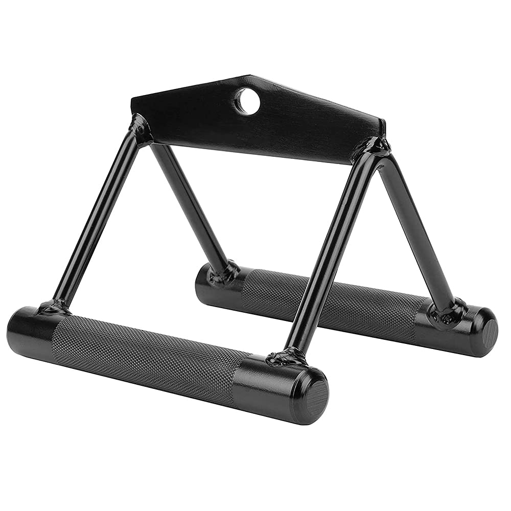 Fitness Maniac Tricep Press Down Bar Attachment - Chrome Steel With Rubber Stoppers For Cable Machines