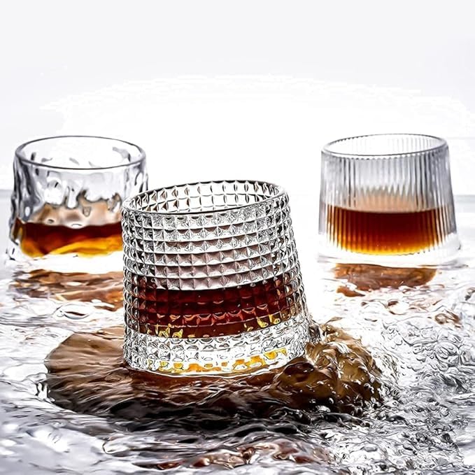 Black Foru Dancing A Whiskey 170ML 6PCS || Crystal Cut Barware Drinking Glasses for Whisky, Bourbon, Scotch, Liquor, Wine, Cocktail Drinks - Transparent Old (Dancing A Whiskey 170ML 6PCS) 2