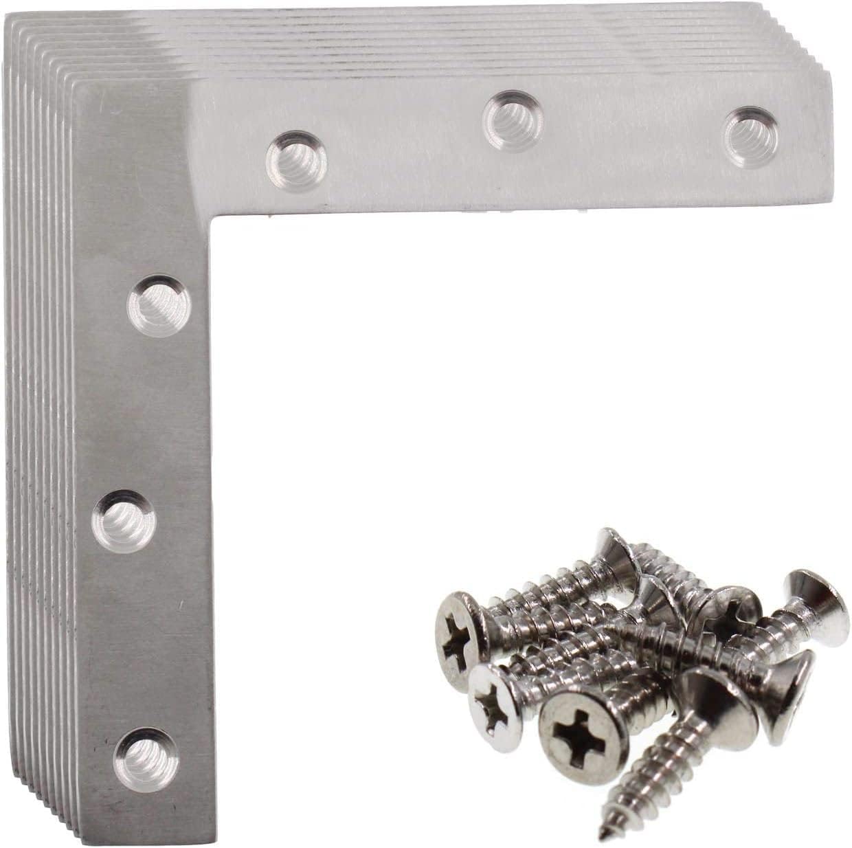 Stainless Steel L Shape Flat Corner Brace Bracket for Wood & Metal, Fixing Joining Support Brace for Shelves, Furniture & Cabinet (150*150/5.9*5.9'')