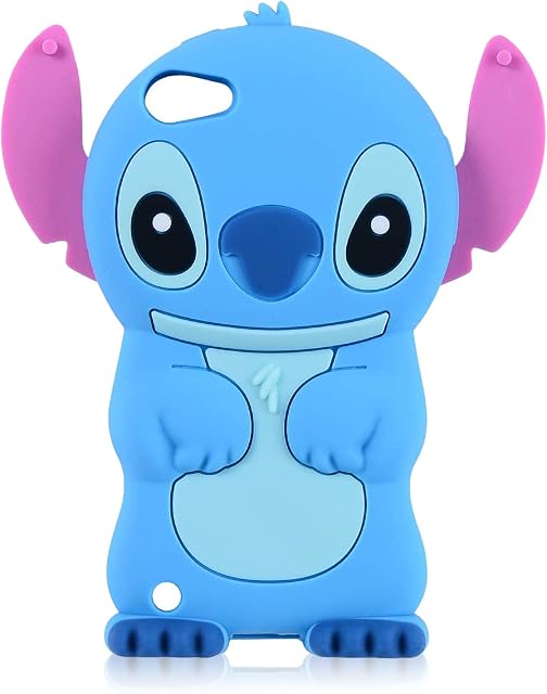 Qerrassa Blue Stit Classic Silicone Case for iPod Touch 5/6/7 iTouch 5 6 7 iPods,Cute Animal Cartoon Cover Kids Girls Fun Cases Cool Funny Design Fashion Stylish Kawaii Unique for iPod Touch 5 6 7