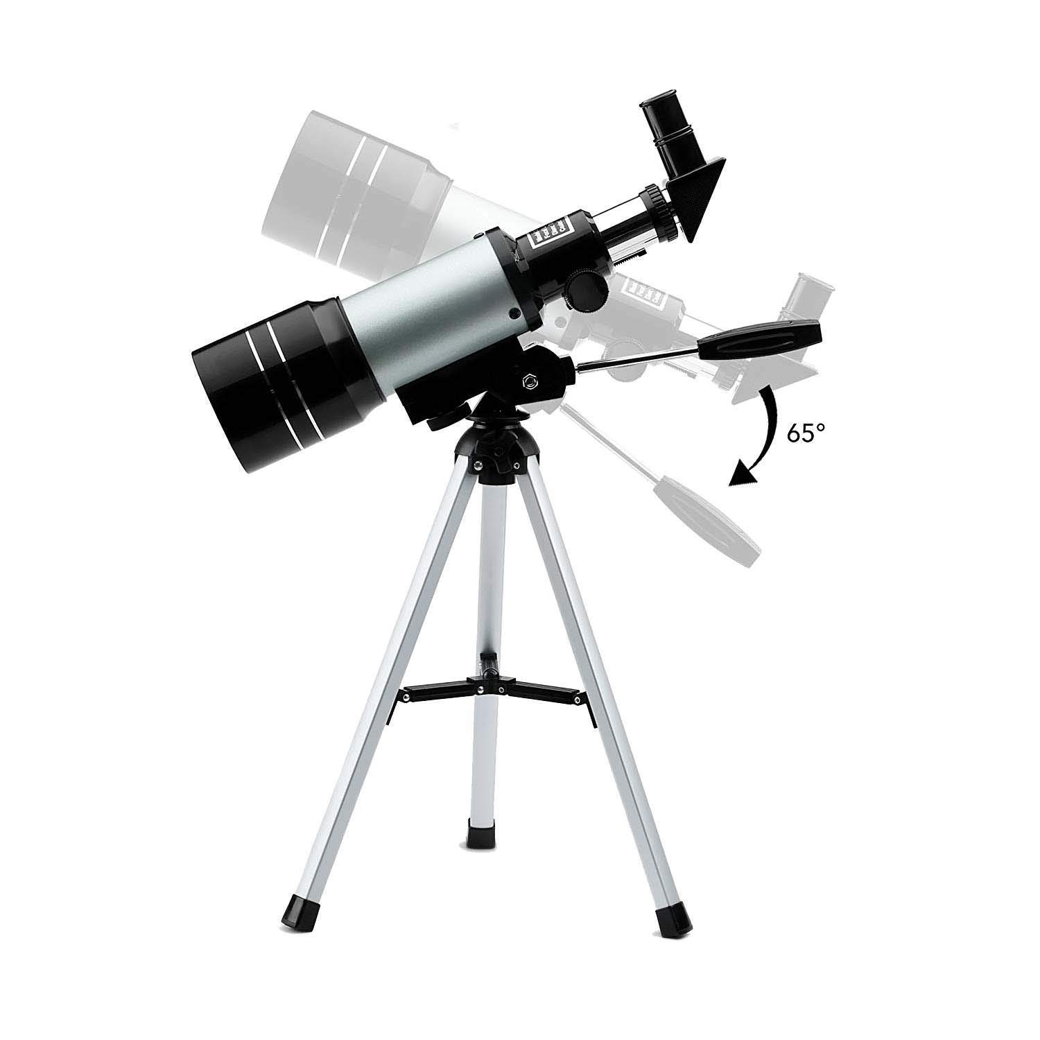 Bambini per principianti adulti, rifrattore astronomico da 70 mm con treppiede regolabile e cercatore - portatile perfetto per bambini adolescenti