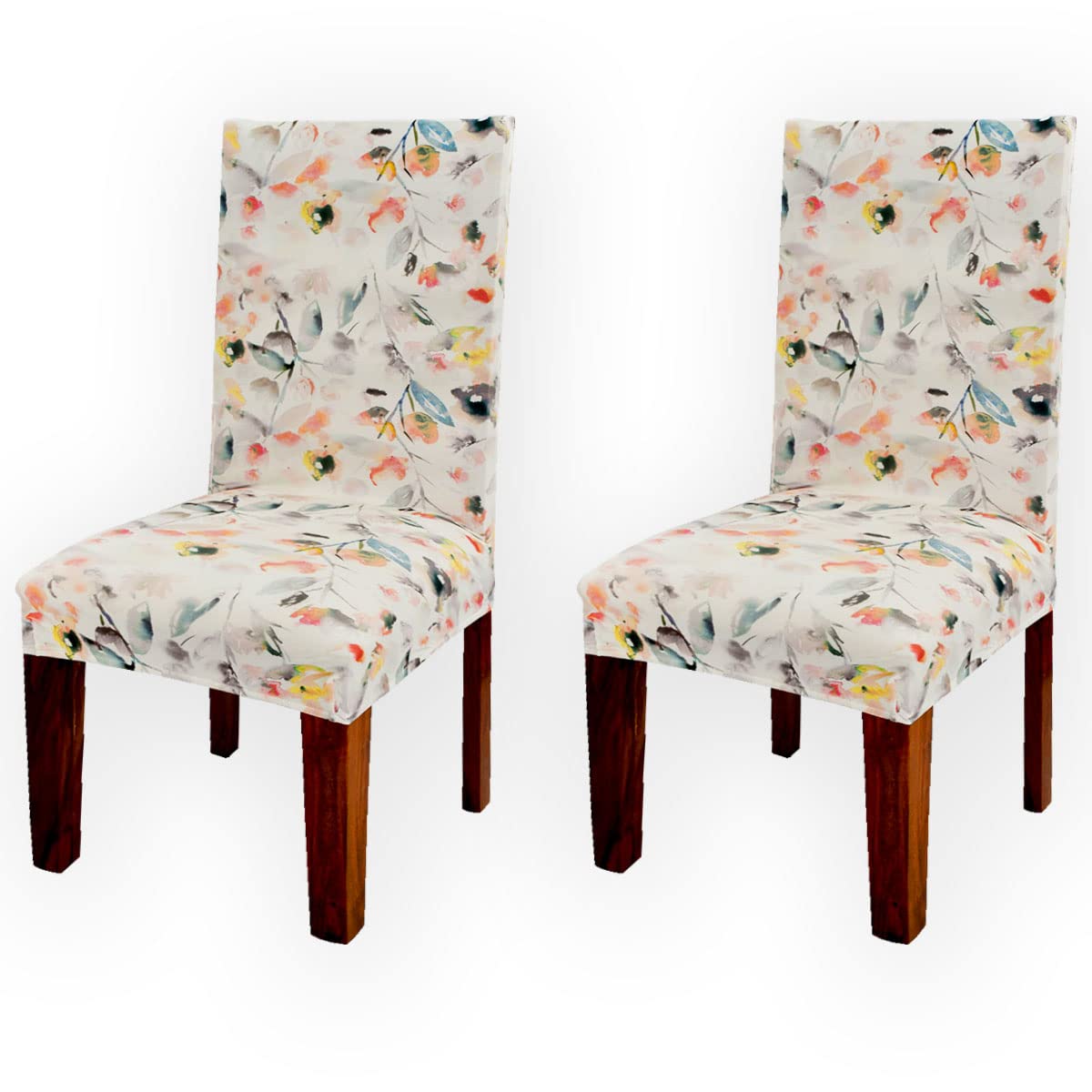 AMAZE ATTIRES Printed Soft Chair Cover Set of 2 Pc/Stretchable Dining Chair Cover - Easily Removable Slipcovers | Washable Seat Protector Floral Printed ATCC002-2