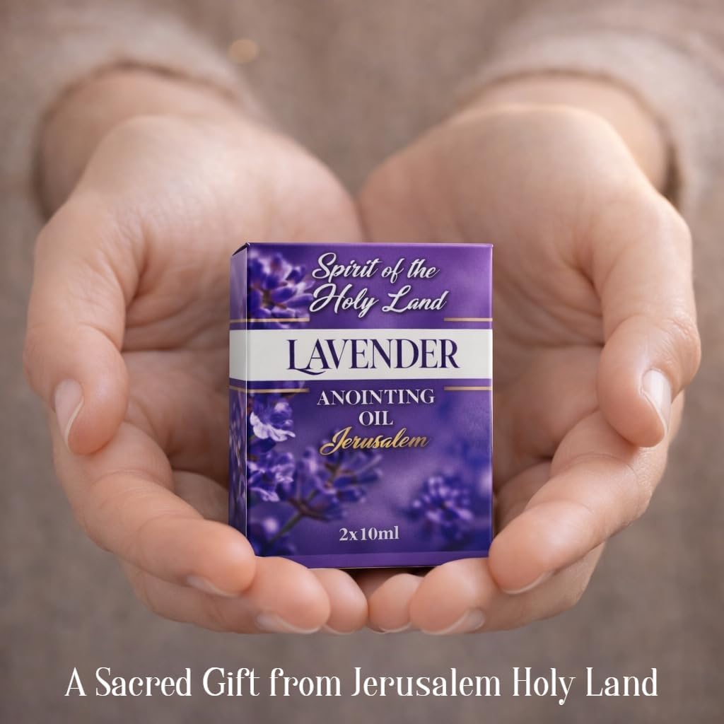 Biblical Lavender Anointing Oil from Jerusalem 2 Bottles x 10 ml Gift Box | Devotional Holy Oils for Prayer and Blessing, Religious Gift Set