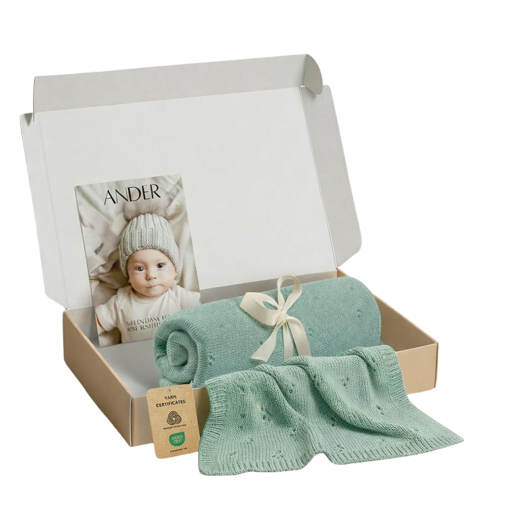 Ander Babydecke Merinowolle 75x100 cm OEKO-TEX | Merino Decke für natürliche Thermoregulation, Wolldecke Baby mit 410 g/m2, Mulesing free, Handwäsche 30 Grad