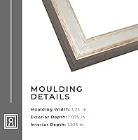 Vista 3 de Marco de caja de sombra de 10 x 16 pulgadas, color plateado, marco de exhibición contemporáneo de madera real de 1.625 pulgadas de profundidad