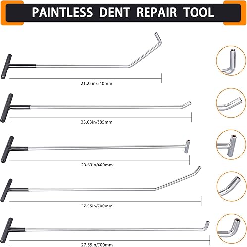 Miniatura 3 de Kit de eliminación de abolladuras, varillas de reparación de abolladuras sin pintura, varillas de eliminación de abolladuras de acero inoxidable,