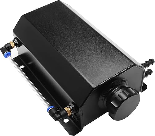 Tanque de radiador universal de 2 L, tanque de desbordamiento, enfriador de radiador de aluminio, recuperación de botella de desbordamiento negro