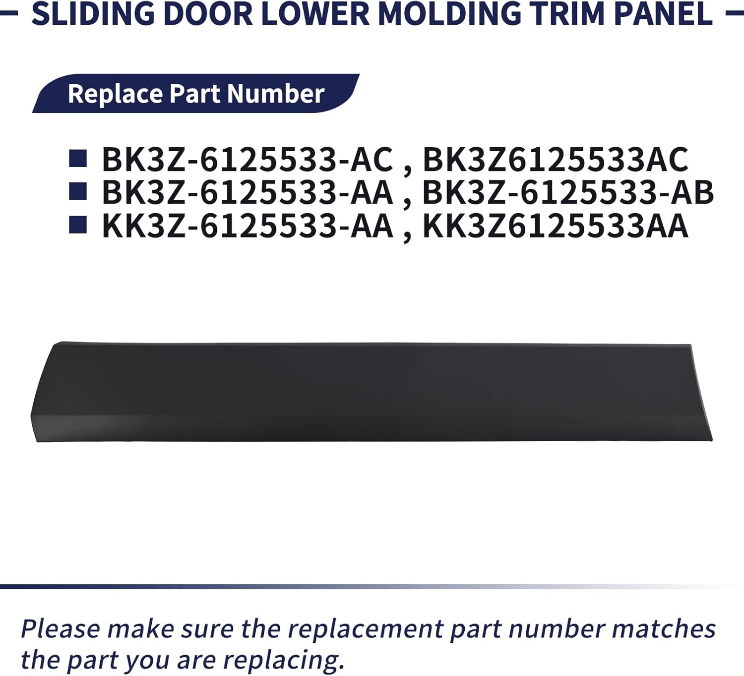 Sliding Door Lower Molding Trim Panel Fit for Ford Transit 150/250/350/350HD 2015-2024, Left Driver Side Exterior Center Cover Accessory, Fits Cargo Van Side Loading BK3Z6125533AC