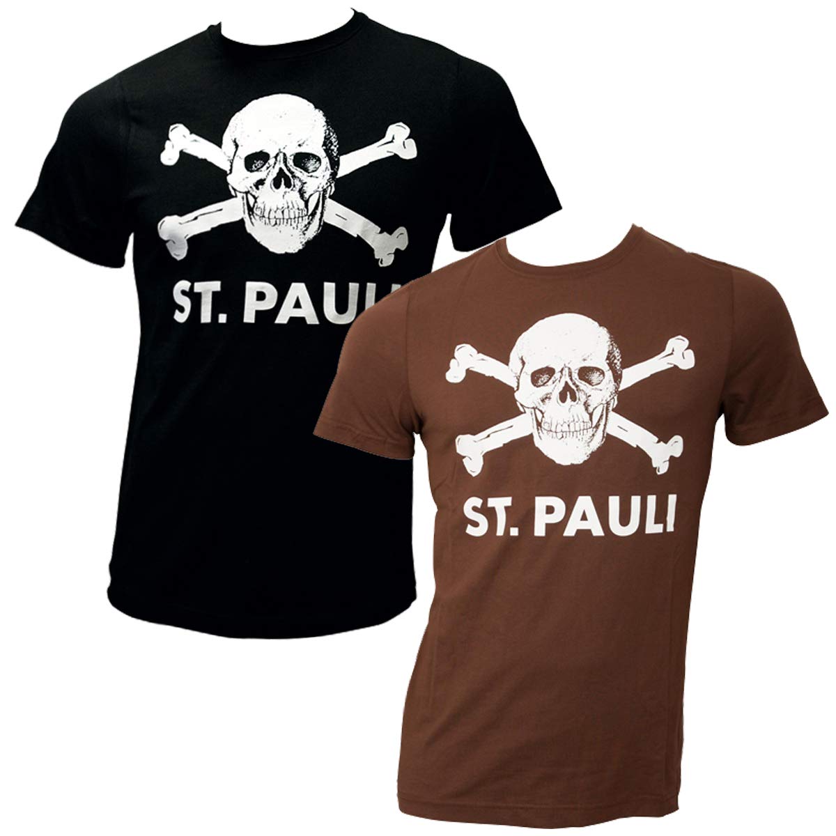 FC St. Pauli 2-częściowy zestaw t-shirtów dwupak czaszka brązowa i czarna (XXXL)