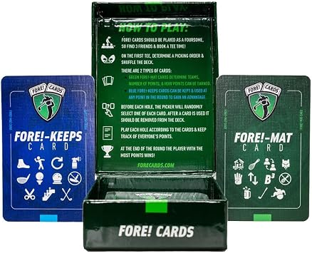 Fore Cards On Course Golf Game Interactive Golf Card Game for Fun, Strategy & Competition Mix Classic & Unique Formats Fore Cards Golf Games and a Gift for Golfers of All Levels